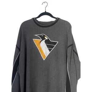 Vintage Pittsburgh Penguins Long Sleeve Tee Sweater XXL Gray Seven Logo NHL